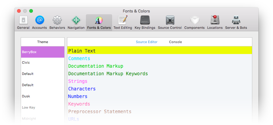 BerryBox preferences